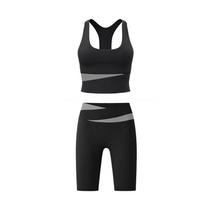 Beautiful back yoga suit women's professional gym sportswear with chest pad vest high waist hip lift five-point pants suit S