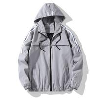 Autumn and Winter Hooded Zip Jacket Baseball Trench Coat Men's Clothing M pilka spalva
