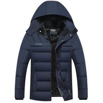 „FiveFive Winter“ vyriškas plius aksominis storas pūkinis paltas su gobtuvu didelio dydžio striukė XL tamsiai mėlyna spalva