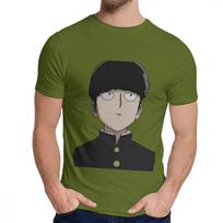Male Tee Shirt Shigeo Kageyama Mob Psycho 100 Natural Cotton Top Design Round Neck Harajuku Streetwear 2XL