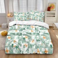 3pcs Green Palm Leaf Plant Printed Coreless Duvet Cover Set Multiple Size Soft Comfortable Bedding Decoration, Machine Washable 135x200cm