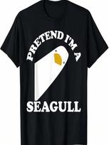 Pretend I'm A Seagull Funny Halloween Costume Crew Squad T-Shirt S įvairiaspalvis
