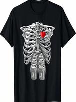 Skeleton Pregnancy Beers Rib Cage X-Ray Halloween Costume T-Shirt S įvairiaspalvis