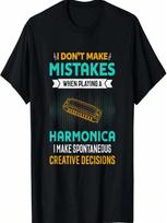 I Don't Make Mistakes When Playing Harmonica Music T-Shirt S įvairiaspalvis