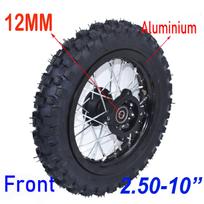 Priekinis arba Galinis Ratas 2.50-10  10 Colių Purvo Padangos Ir 1.60-10 Aliuminio Ratlankio Žiedas 50cc 70cc 110cc 125cc Mažam Purvo Pit Bike black