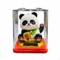 Solar Powered Panda Figurine Symbol of Good Fortune Waving Arm Ornament No Required for