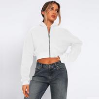 Women's Cropped Hoodie with Full Zip In Multiple Colors S