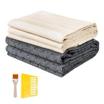 Mixed Tufting Fabric Kit with Mark Lines, Raw Edge Monk Cloth and Non-Slip Backing Cloth for Rug Making, Comes with Glue Scraper Tool