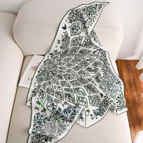 Lush foliage silk scarf spring new silk twill triangle scarf fashion temperament light luxury mulberry silk scarf 74*165cm