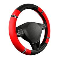 Stitching Steering Wheel Wrap PU Leather PU Leather Steering Wheel Cover  Auto Interior raudona