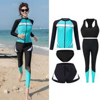 Women's Two-Piece Long Sleeve Jellyfish Wetsuit for Surfing & Snorkeling - Plus Size Available 2XL mėlyna