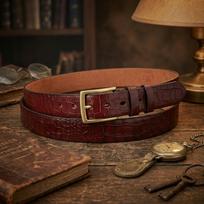 Men's Retro Handmade Leather Belt with Laser Engraved Pattern – Versatile Genuine Cowhide Leather 125 cm