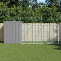 Vidaxl Buda Dla Psa, Z Wybiegiem, Jasnoszara, 214X661X181 Cm, Stal