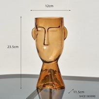 Artistic Face Glass Vase Transparent Terrarium for Ornaments Living Room Decor Flower Vase Table Decoration Accessories Crafts