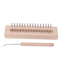 Rectangular Knitting Loom Hand Wooden Weaving Machine Kids Weaving Toy with Elbow Crochet Hook