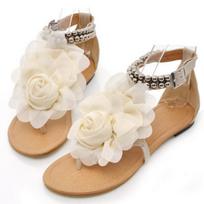 Women Sandals Bohemia Style Summer Shoes Woman Beach Comfortable Flat Sandals Flower Sandalias Flip Flops Plus Size 43 WSH4021 36 smėlis