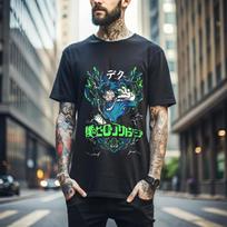 100% cotton TOPS UNISEX TEES MENS WOMENS Deku T-Shirt All Might Boku No Hero Academia Katsuki Midoriya Shoto Dabi 151 L juoda