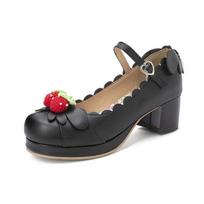 Japanese loli lolita lolita sweet small fresh coarse medium heel women's shoes versatile buckle strap single shoes 34 juoda