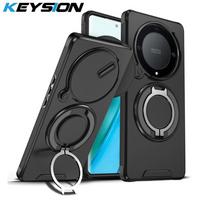 KEYSION 360° žiedinis stovas telefono dėklas Honor X9b 5G X9A, slankiojančia kameros apsauga, magnetinis smūgiams atsparus dėklas Magic 5 6 Lite 5G for Honor X9b 5G juoda