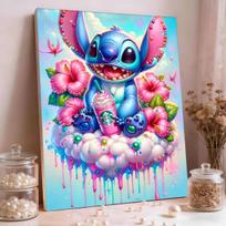 Disney Hawaiian Style Stitch Pearl Painting Lilo & Stitch Zhu Jinhua Frappuccino Theme Frameless Art Atmosphere Decorative Painting 35x45cm