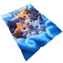 [1 vnt. minkštas kačiukų pledas] 1 vnt. lengvas, minkštas ir šiltas, žavingi kačiukai, HD spausdinimas, flanelinis pledas, ideali dovana kačių mylėtojams 130x150cm
