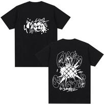 This Cool JoJo’s Bizarre Adventure Guido Mista and Sex Pistols Graffiti-Style Black Cotton T-Shirt is Ideal for Anime Enthusiasts and Streetwear 4XL