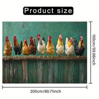 2D Vintage Green Wood Fence with Chickens Banner Photography Background Banner 47.2x31.5inch/120*80cm