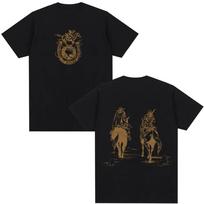 This Elegant Minimalist Black JoJo’s Bizarre Adventure Steel Ball Run T-Shirt Honors Gyro and Johnny’s Epic Cross-Country Horseback Journey 4XL