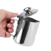 Practical-Stainless Steel Milk Frothing Pitcher With Lid Espresso Coffee Cappuccino Milk Cream Cup Frothing Jug 350ml