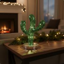 Disco Ball Sparkling Mirrored Statue Creative Design Reflective Plant Sculpture for Christmas,