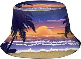 High-Quality Hawaii High-Quality Tropical High-Quality Sunset High-Quality Palm High-Quality Tree High-Quality Bucket High-Quality Hat High-Quality One Size