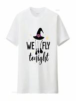 Funny We Fly Tonight Witches Costume Halloween Party Design Wounisex T Shirt White 4X Large Vintage Washed Unisex Comfortable S įvairiaspalvis