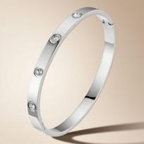 Ten Diamond Titanium Steel Zirconia Inlaid Bracelet - Colorfast Stainless Steel Jewelry