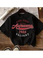 Retro 90s Printed T-Shirt Casual Minimalist Letter Pattern Short Sleeved T-Shirt Pure Cotton Wounisex Round Neck Short Sleeved Top S įvairiaspalvis