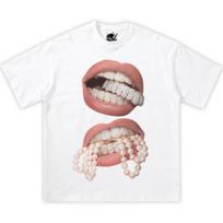 Double Pearls Grillz Graphic Boxy Unisex T-Shirt Graphic Tee S
