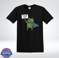 Frog Fck ICE Funny Protest Cartoon Activist Graphic Unisex T-Shirt Graphic Tee S