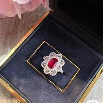 Luxury Ruby Gem Jewelry Set: Exquisite Three-Piece Earrings, Ring, and Necklace for Women