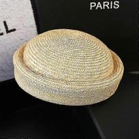 2025 New Summer Hand Woven Straw Beret Women's Natural Sun Hat Circle Concave Top Straw Hat Church Derby Party Beach Hat
