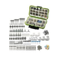 397 Piece Fishing Tackle Kit Including Texas Rig Weights Hooks Swivels Beads Sinkers and Storage Box for Freshwater and Saltwater Fishing