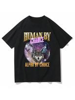 Human Lucky Alpha By Choice Alpha Wolf T-Shirt Fun Wounisex's Harajuku T-Shirt Wounisex's Tops Graphic T-Shirt Aesthetic Vintage Y2K S įvairiaspalvis