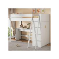 Lit enfant - MUVOE - 90x200 - Bois massif - Blanc - Multifonctionnel balta