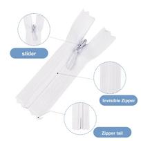 5pk 40cm White Invisible Zips - #3 Nylon Concealed Zippers for Skirts, Pillows & DIY balta