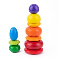 Wooden Montessori Rainbow Pebbles Stack Block Toys Nordic Style Gradient Stacking Stone Balancing Game DIY Educational Kids Toys