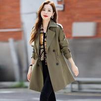 Moteriška didelio dydžio vidutinio ilgio Trench Coat Business Slim striukė Biuro striukė XS