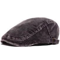 Wash Faded Corduroy Beret Retro Fashion Men Women Newsboy Cap Autumn Winter Casual Vintage Flat Hat 55-59cm Adjustable Cool pilka spalva