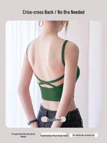 Women's American-Style Spaghetti Strap Vest with Chest Pads - Summer Lingerie Bra Top & Sleeveless Base Layer One Size (suitable for 40-70 kg) armijos žalia spalva