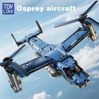 Karinis V-22 Osprey Konvertuojamojo Rotoriaus Statybinių Blokų Rinkinys Didelis Dydis Didelio Tikslumo Slankiojančių Ritinėlių Lėktuvo Modelis Propeleriai Plytos Žaislas