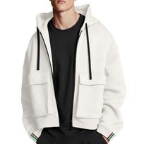 Mens Casual Zip Up Hoodie Jacket With Colorful Striped Cuffs S balta