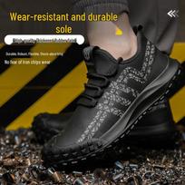 Men's Waterproof, Oil-Proof Safety Shoes: Anti-Smash, Anti-Puncture, Wear-Resistant, Easy-Clean Chef Work Shoes Black; 46