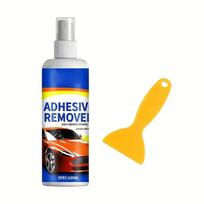 Adhesive Remover Spray 100ml for Removing Glue Residue from Car Glass and Paint Surfaces with Included Scraper Tool for Label and Sticker Removal One Size